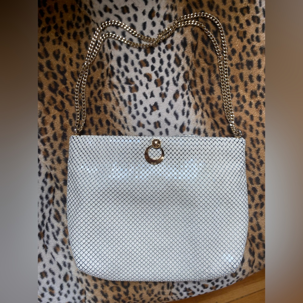 Vintage Withing and Davis cream Mesh Chain-Handle Shoulder Bag made in USA